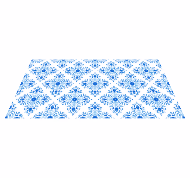 Masmavi botanik motif mozaic pvc halı - TenStickers