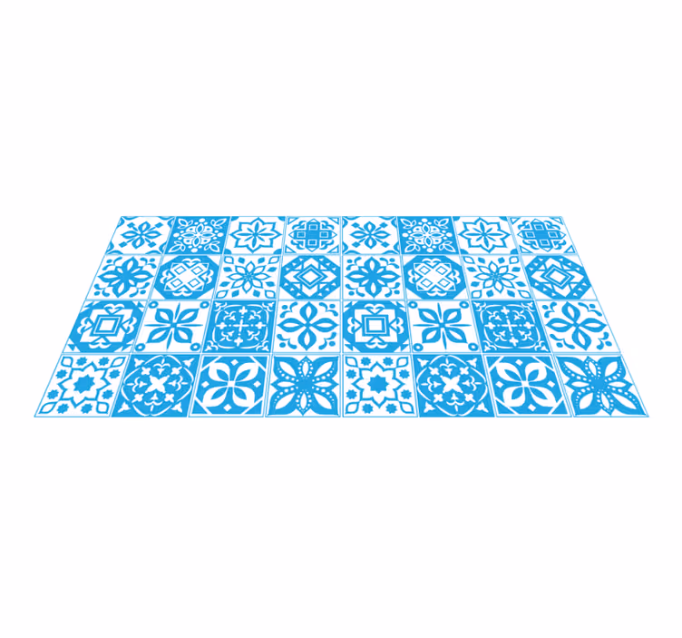 Beyaz mavi patchwork karo halı - TenStickers