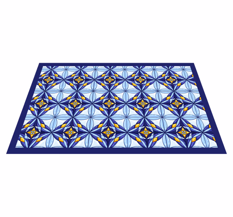 Portekizce mavi ve sarı mandala vinil halı - TenStickers