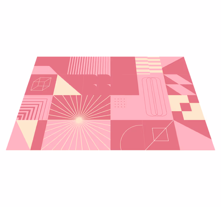 Geometrik pembe desenler modern pvc halı - TenStickers