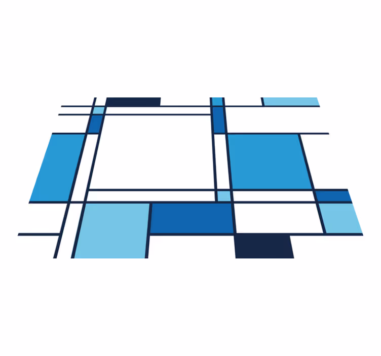 Mavi geometrik motif modern pvc halı - TenStickers