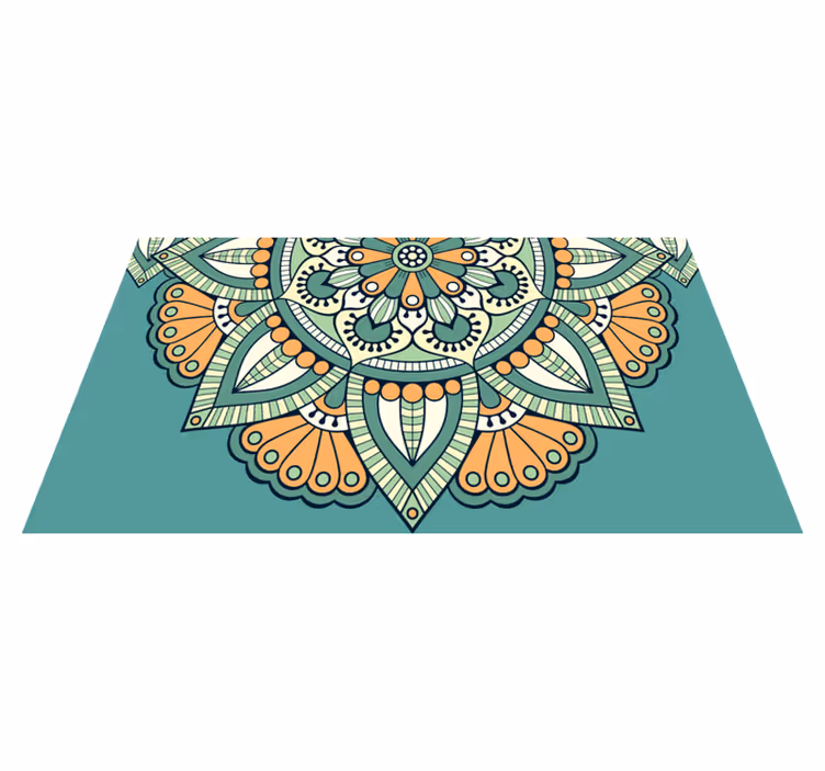 Mandala pvc halı yarım çiçek deseni - TenStickers