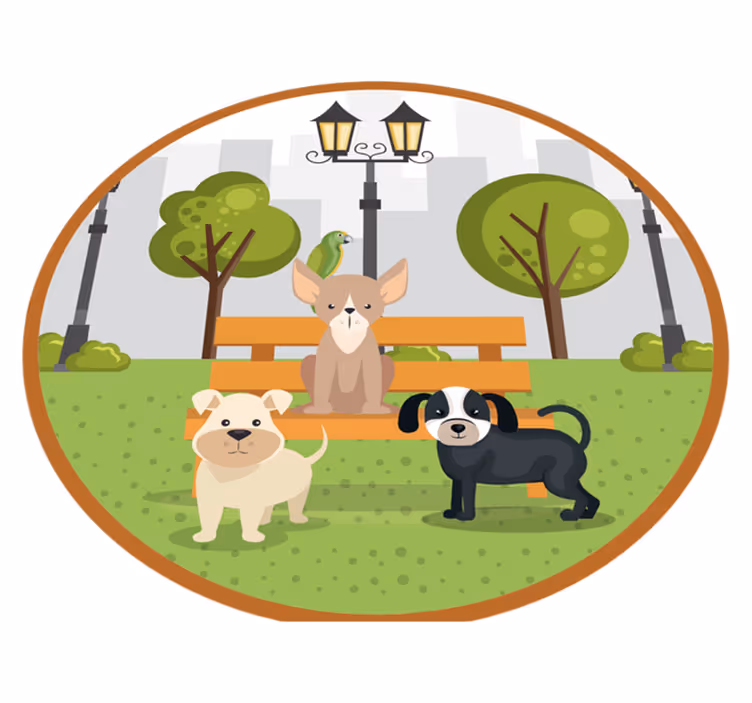 Parktaki köpekler Hayvan pvc halı - TenStickers