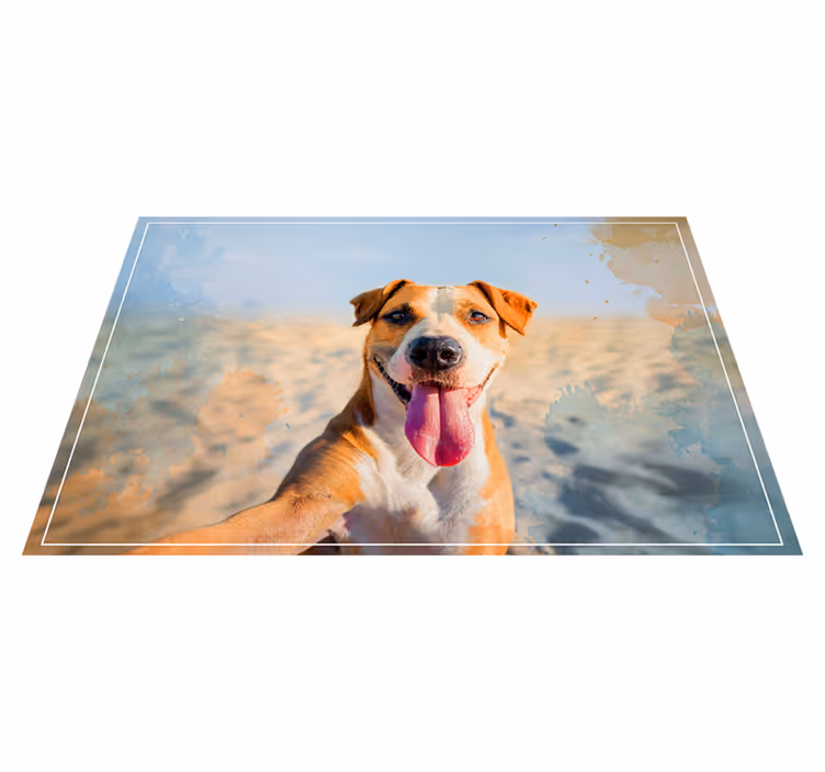 Gülümseyen köpek portresi Hayvan pvc halı - TenStickers