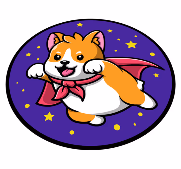 Süper kahraman corgi çocukta pvc halı - TenStickers