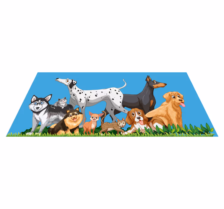 Köpekler toplanıyor pvc halı - TenStickers