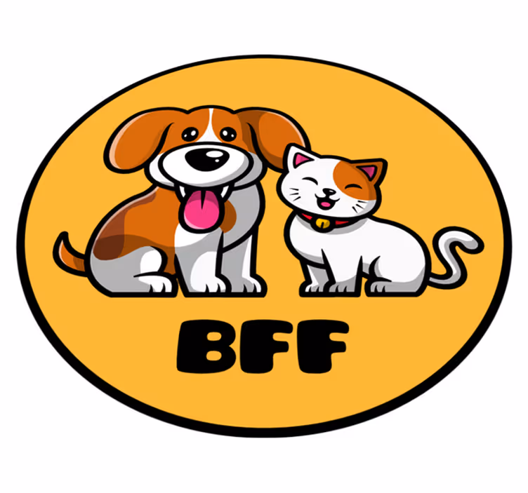 Sevimli kedi ve köpek karikatür hayvan halı - TenStickers
