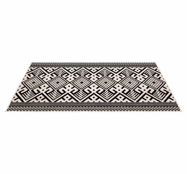 Geometrik pvc halı siyah beyaz tasarım - TenStickers
