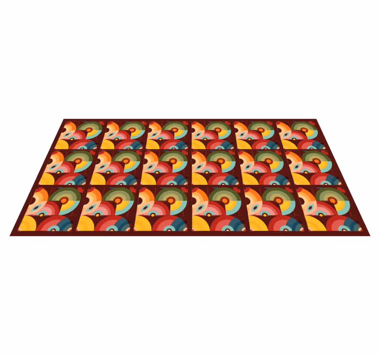 Retro renkli dairesel şekiller vintage pvc halı - TenStickers
