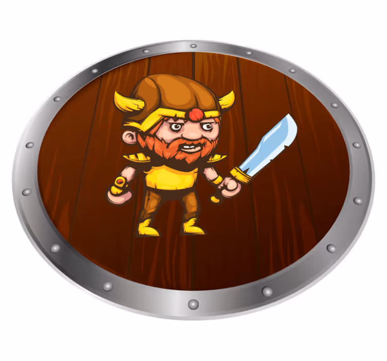 Kahverengi yüzeydeki viking savaşçısı pvc halı - TenStickers