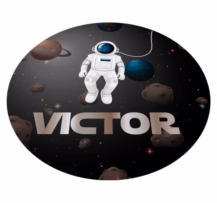 Isimli evren astronotu pvc halı - TenStickers