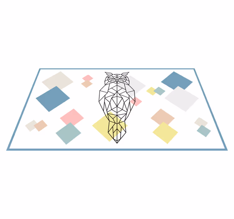 Baykuş geometrik şekiller nordic vinil kilim üzerine baskı - TenStickers