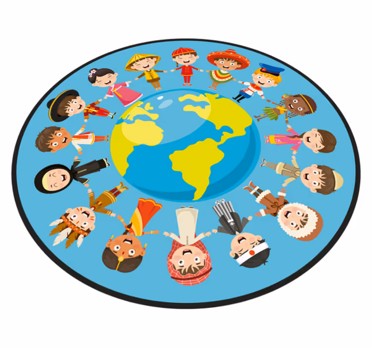 Etnik dünya haritası halı ile - TenStickers
