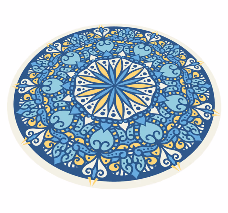 Mandala pvc halı - karmaşık mavi motif - TenStickers