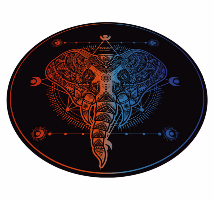 Dairesel mandala fil mandala vinil halı - TenStickers