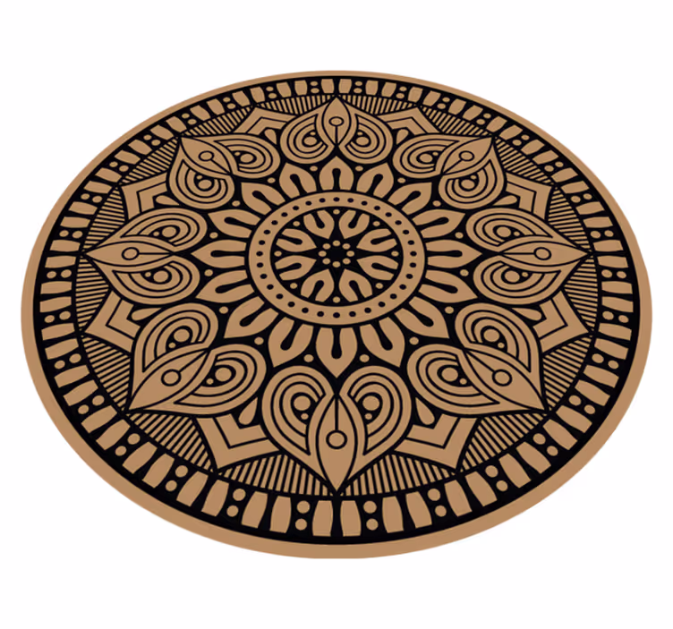 Kahverengi mandala vinil halı üzerinde siyah kalem - TenStickers