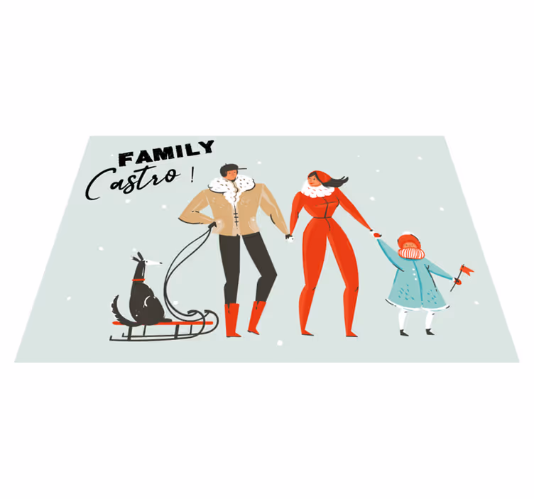 Kişiselleştirilmiş kış ailesi isimlerle pvc halı - TenStickers