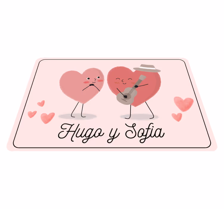 Isimli ikili kalpler yatak odası pvc halı - TenStickers