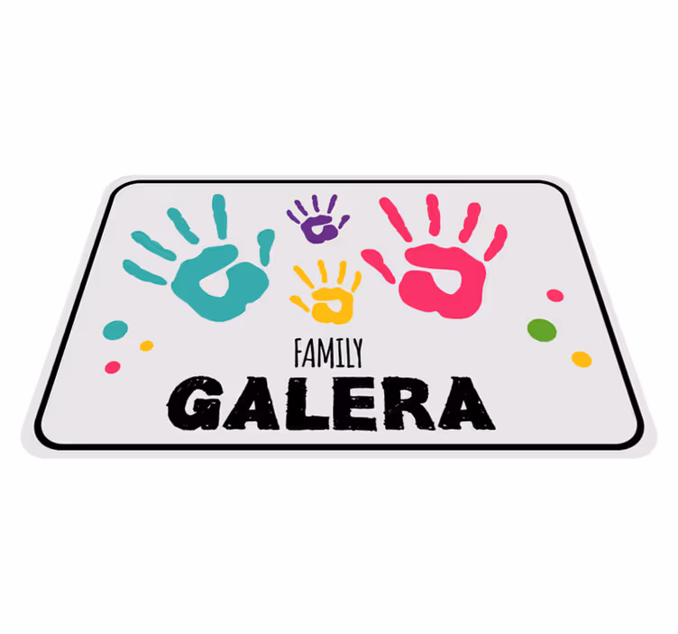 Aile adının yazılı olduğu el izleri giriş salonu pvc halı - TenStickers