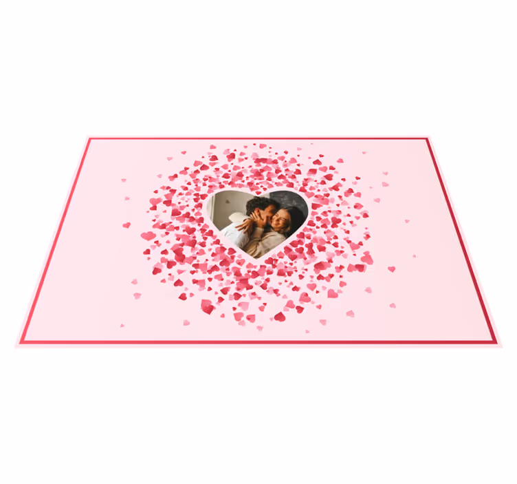 Fotoğraflı kalp şekli yatak odası pvc halı - TenStickers