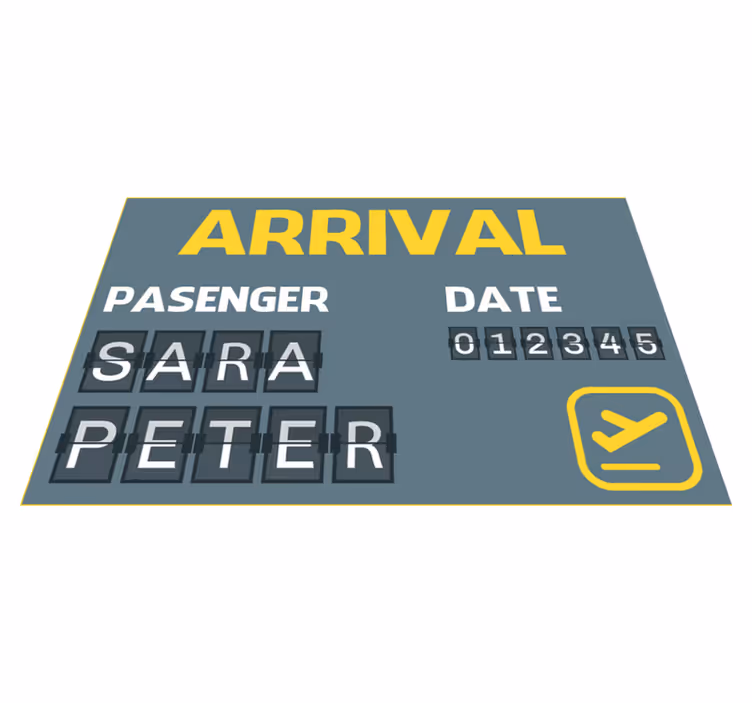 Varış uçak bileti isimlerle pvc halı - TenStickers