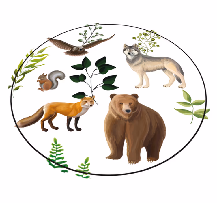 çoklu hayvanlar hayvan halısı tasarımı - TenStickers