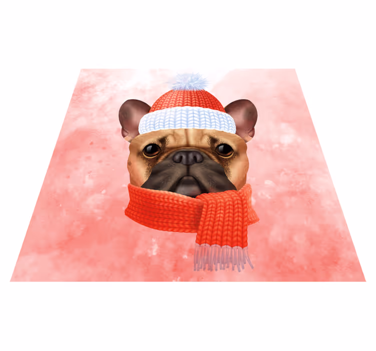 Fransız bulldog kışı Hayvan pvc halı - TenStickers