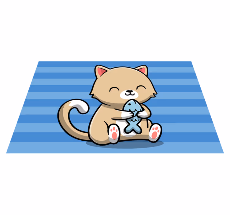 Sevimli bej kedi mutfak yer karoları - TenStickers
