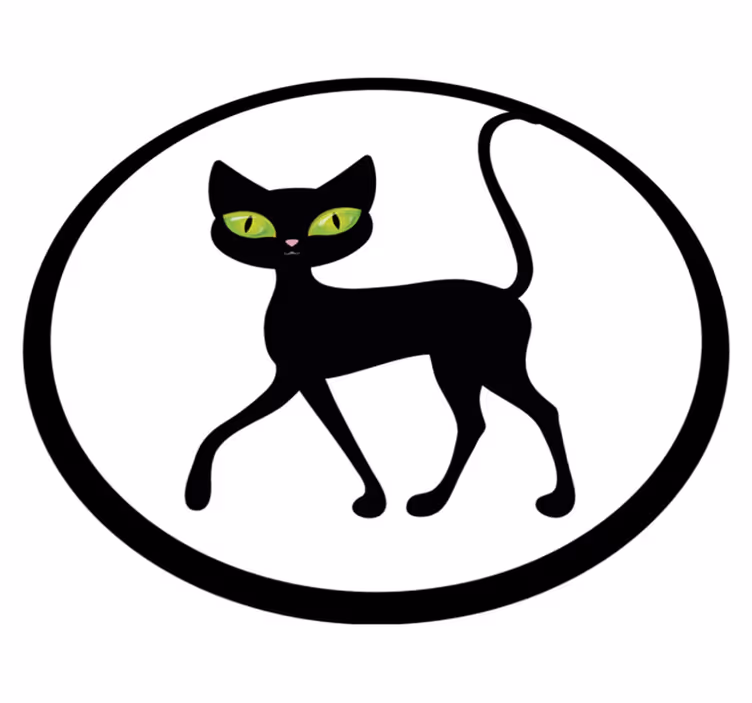 Beyaz zemin üzerine siyah kedi banyo döşeme - TenStickers