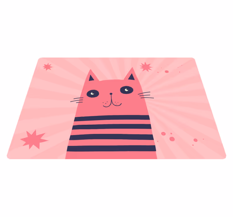 Pembe kedi illüstrasyonu çocukta pvc halı - TenStickers