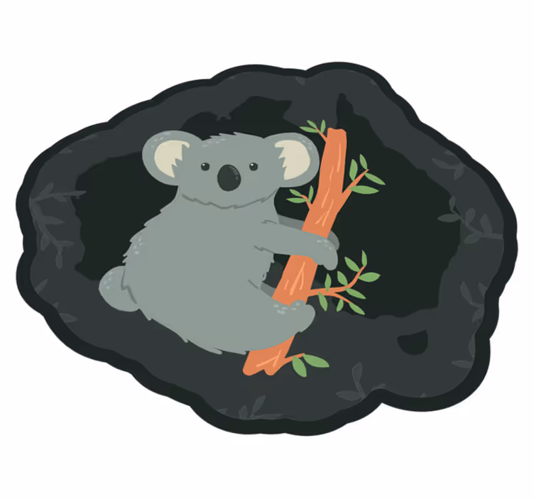 Bir dal hayvan halısı üzerinde ürpertici koala - TenStickers