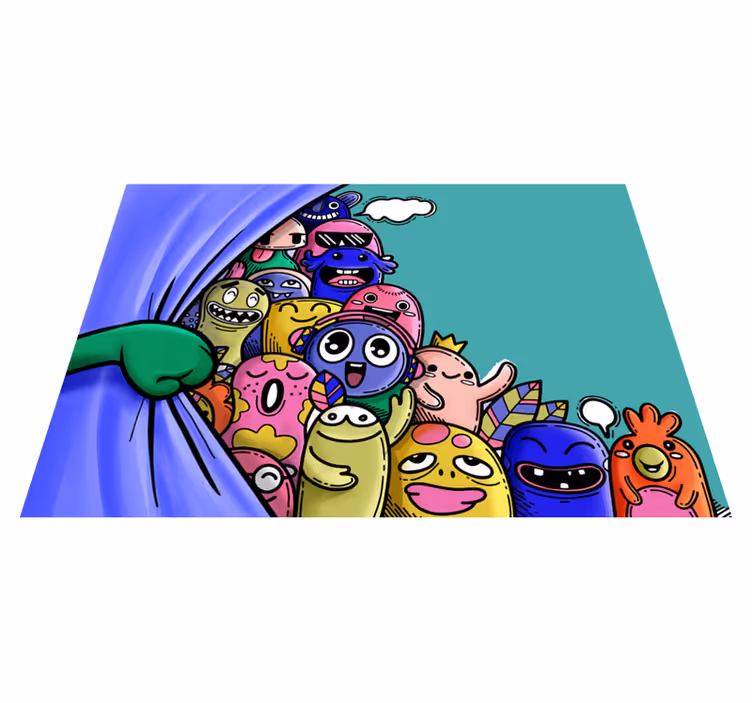 Komik canavarlar yatak odası halısı ile açılış perdesi - TenStickers