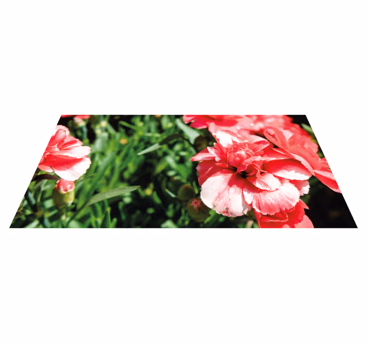 Çiçekler ve bitkiler pvc halı pembe çiçekler ve çimen - TenStickers