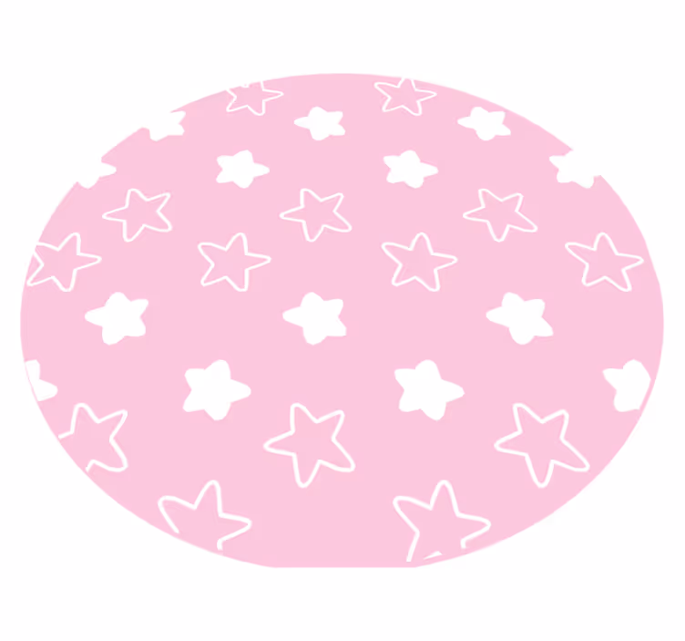 Pembe yıldız deseni yuvarlak pvc halı - TenStickers