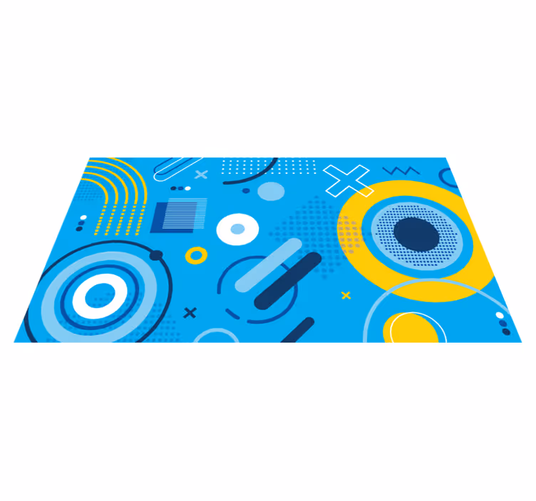 Mavi modern motif geometrik pvc halı - TenStickers