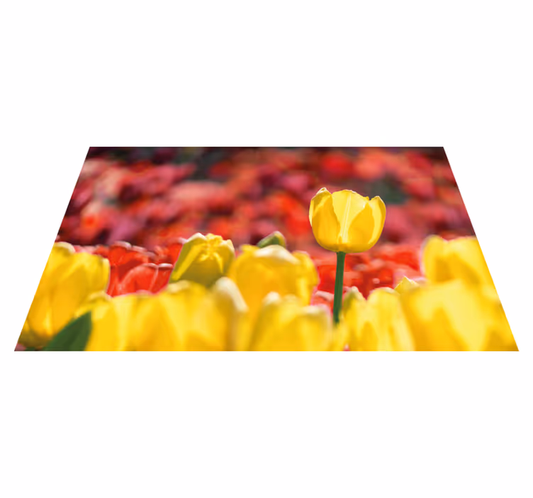 Kırmızı ve sarı laleler çiçekli halı - TenStickers