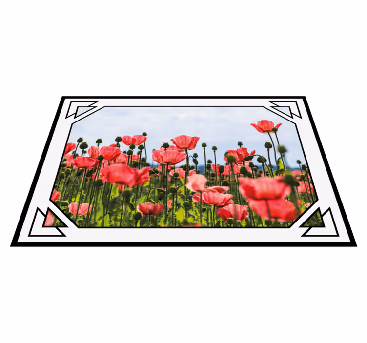 Kırmızı ve yeşil haşhaş tarlası çiçek halısı - TenStickers