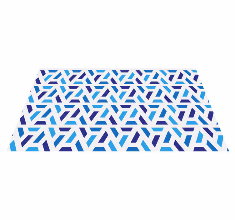Mavi geometrik desen karo halı - TenStickers
