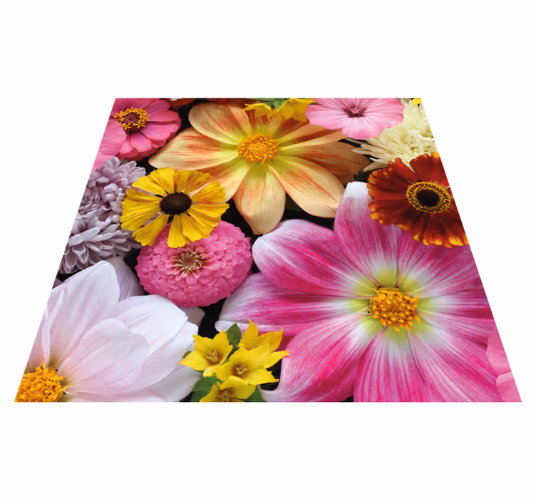 Güzel gerçekçi düzenleme çiçekler ve bitkiler pvc halı - TenStickers