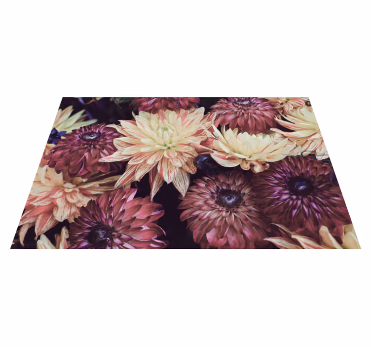 çiçek açan dahlia sergisi çiçekler ve bitkiler pvc halı - TenStickers