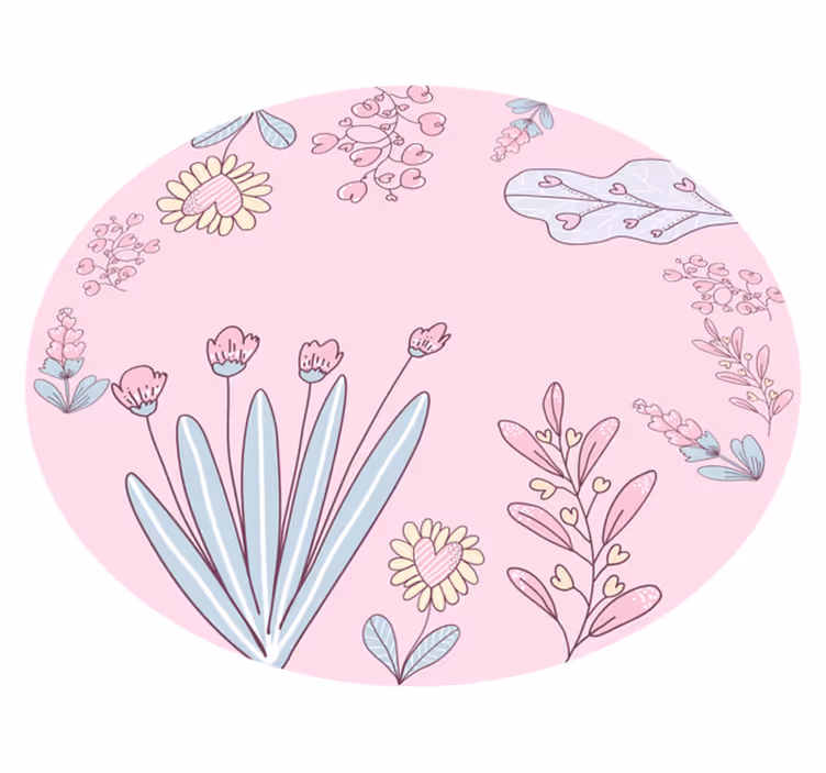 çiçekli kalp desenleri çiçekler ve bitkiler pvc halı - TenStickers