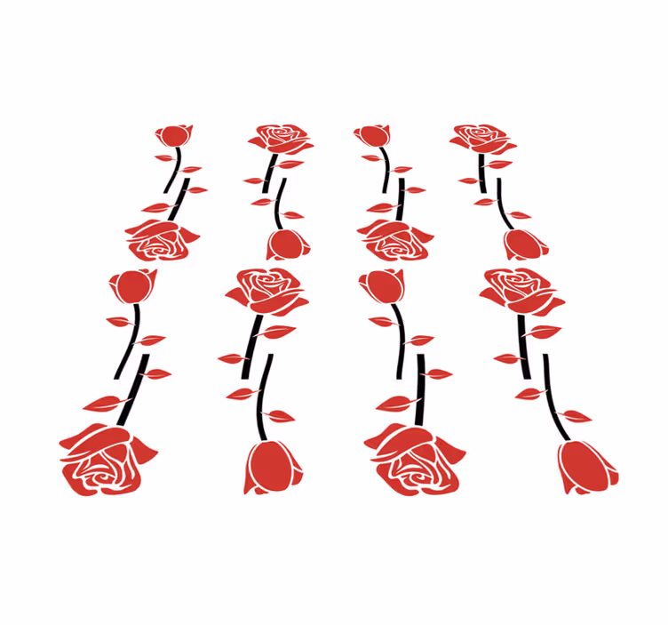 Kırmızı gül desenli çiçekli kilim - TenStickers