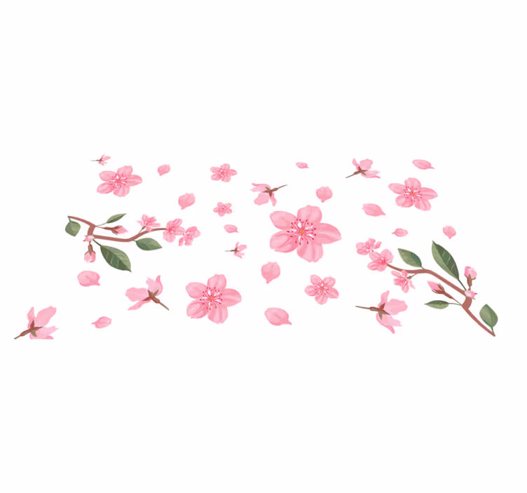 Pembe kiraz çiçekleri çiçekli kilim - TenStickers