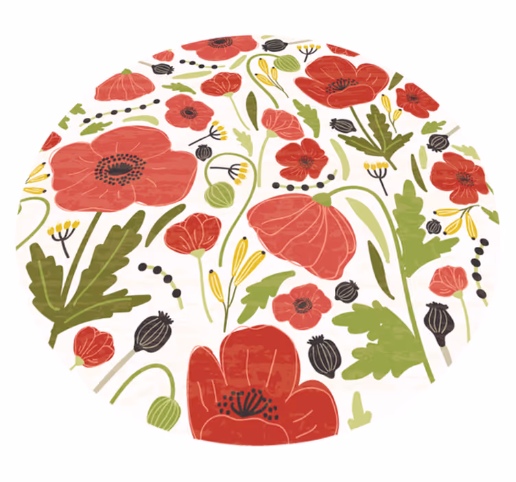 Haşhaş çiçekli kilim başları - TenStickers