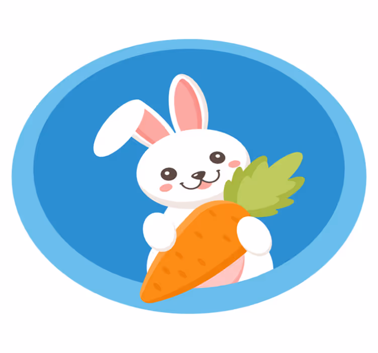 Tek kulak yukarı hayvan halısı ile tavşan - TenStickers
