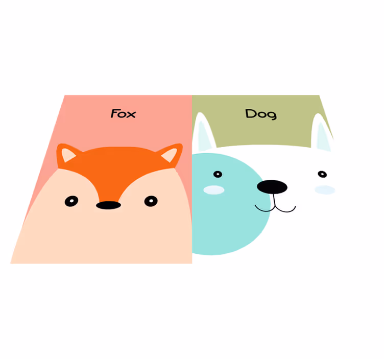 Tilki ve köpek yüzleri çocukta pvc halı - TenStickers
