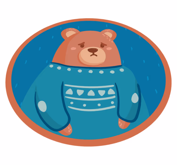 üzgün ayı hayvan kilim portresi - TenStickers