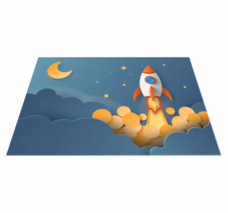 Uzay yıldızı kilim için roket fırlatma karikatür - TenStickers