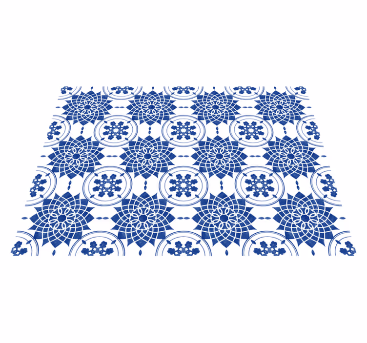 Karmaşık mavi motifler mandala pvc halı - TenStickers