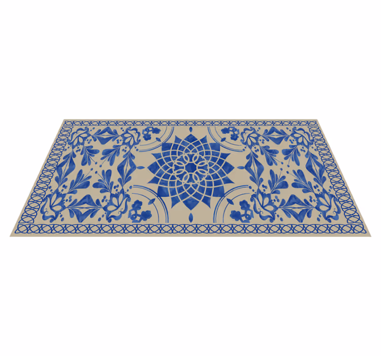 Karmaşık botanik motif mandala pvc halı - TenStickers